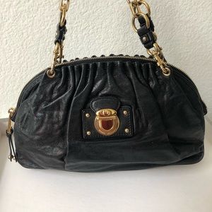 MARC JACOBS Black Pleated Leather Shoulder Bag